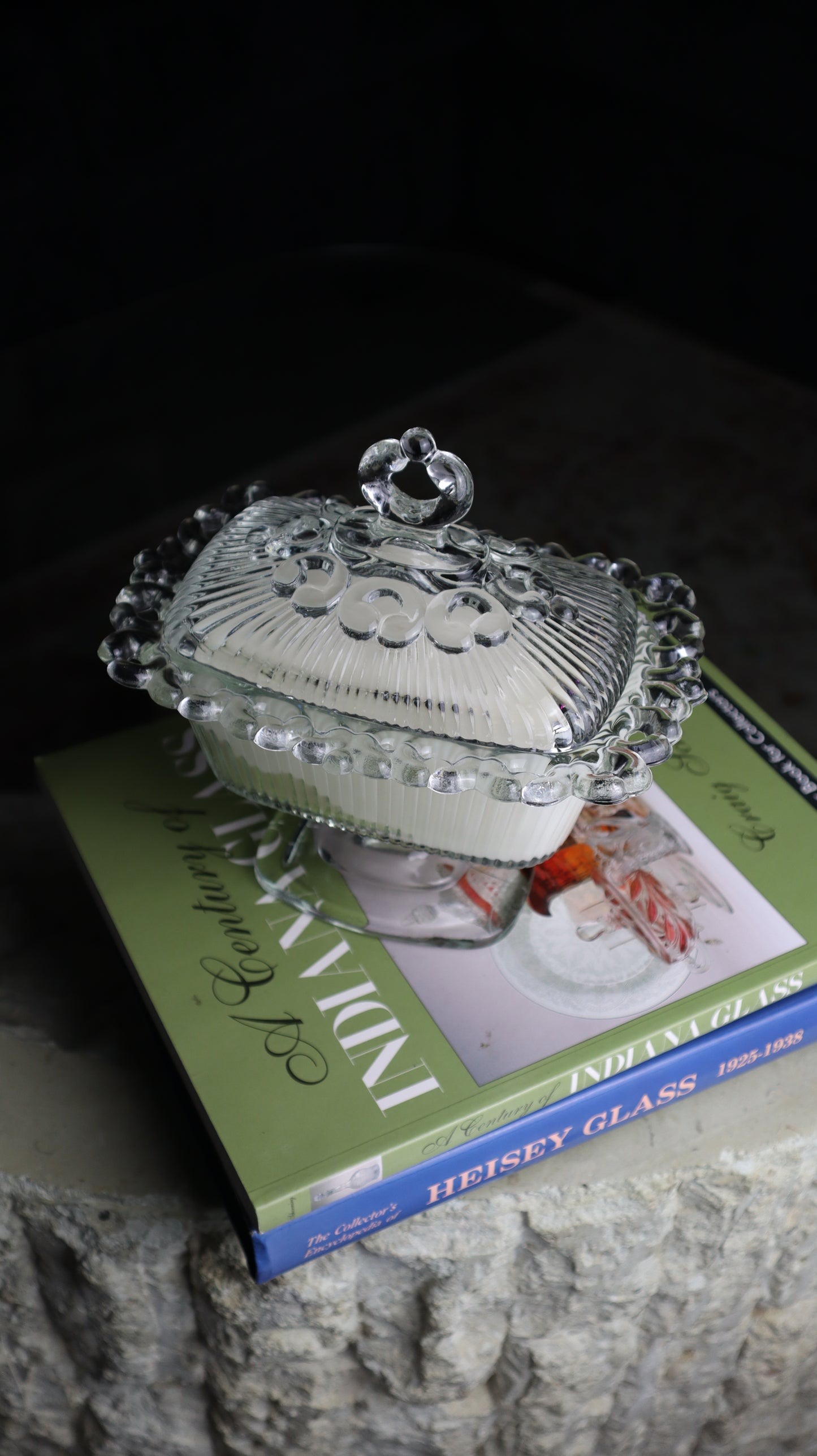 Indiana Glass Clear Ribbed Footed Dish Candle